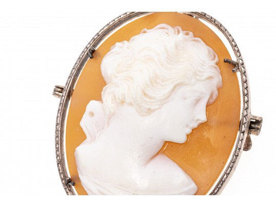 800 Silver Lovely Shell Cameo Pin/Pendant