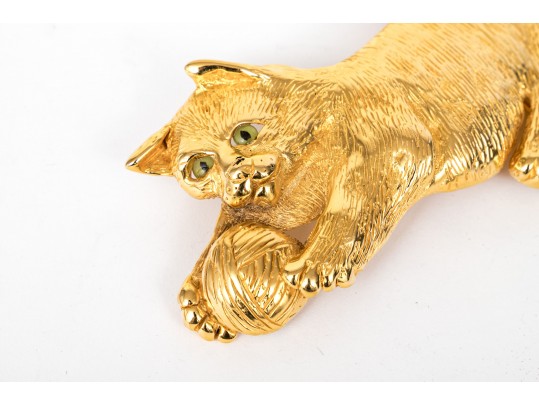 Margarita Barrera Charming Playing Kitten Vintage Belt Buckle, 1990