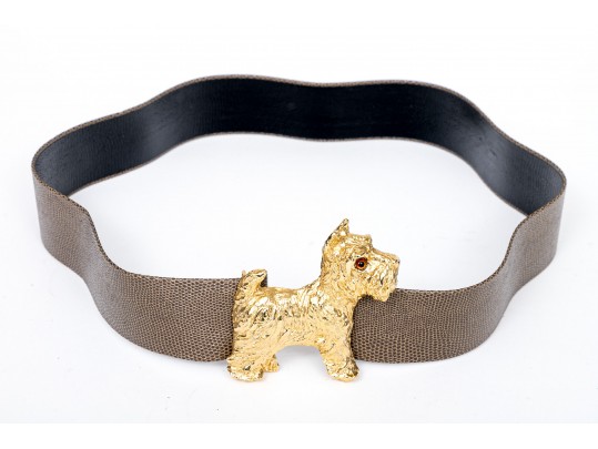 Mimi Din Vintage Scotty Dog Motif Belt Buckle, With Belt