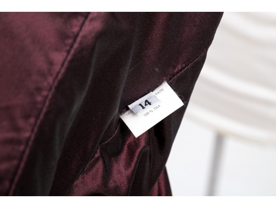 Oscar De La Renta Burgundy And Pink Silk Top, Size 14