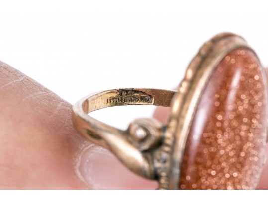 Lot Of Assorted Sterling, 800 Silver And Gold Filled Goldstone Glass Jewelry Pieces