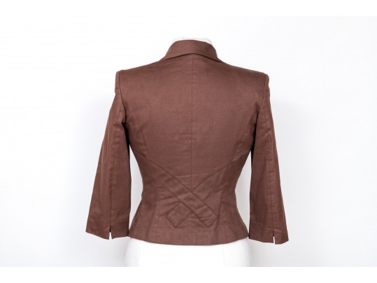 Blumarine Fun Brown Bejeweled Cotton Blazer, Size Italy 42