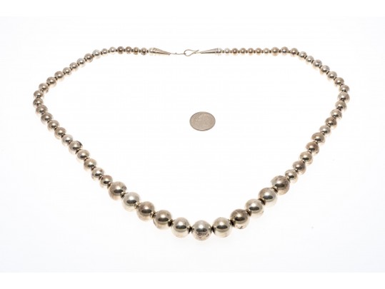 Effortless Sterling Graduated Strung Beaded Necklace