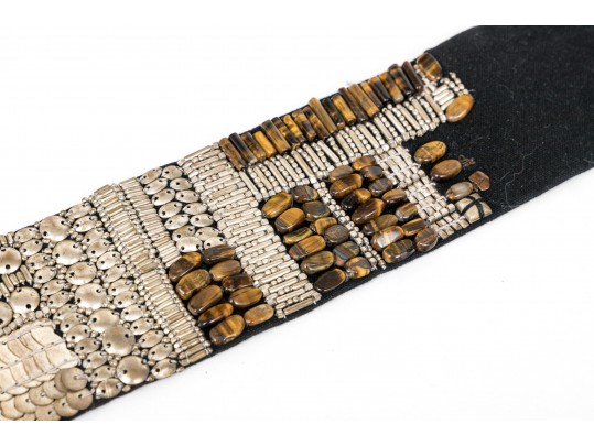 Dries Van Noten Fabulous Vintage Wide Beaded Belt, With Tigers Eye