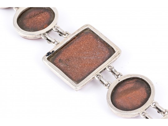 Lot Of Assorted Sterling, 800 Silver And Gold Filled Goldstone Glass Jewelry Pieces