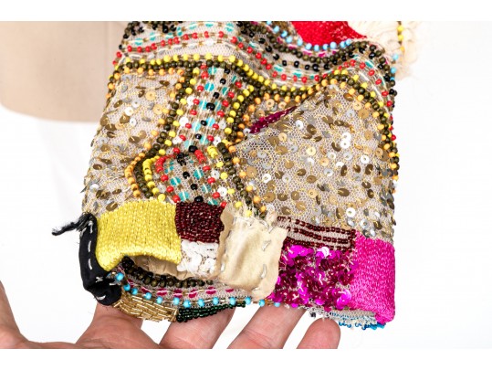 Christian Lacroix Elegant Tan Bejeweled Sleeve Wool Blazer