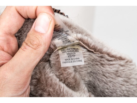 Elie Tahari Striking Brown Toned Bedazzled Shearling Vest, Size XS