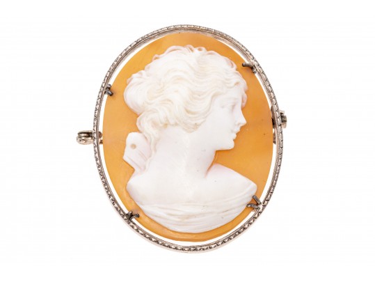 800 Silver Lovely Shell Cameo Pin/Pendant