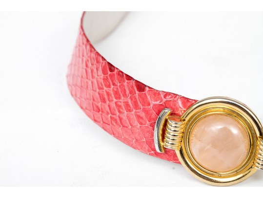 Judith Leiber Striking Vintage Two Tone Faux Pearl Belt Buckle, With Belt