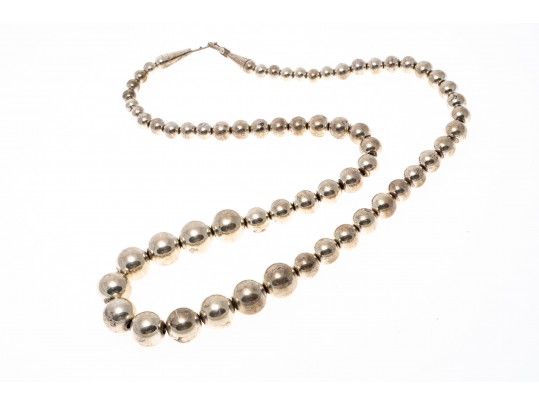 Effortless Sterling Graduated Strung Beaded Necklace