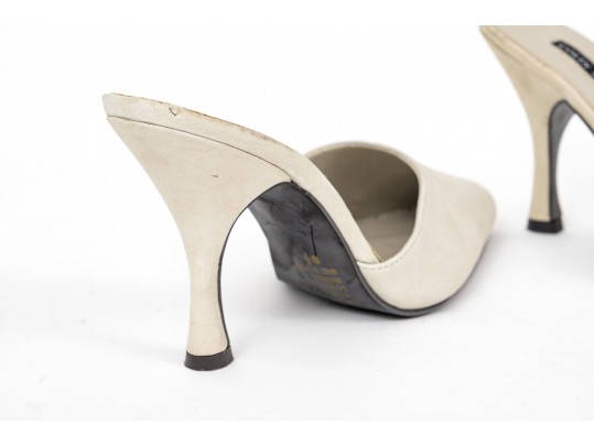 Colin Stuart Pair Of Two Sueded Mules, Light Blue And Light Tan, Size 8 1/2