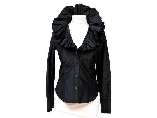 Etro Black Ruffled Blouse, Size 42