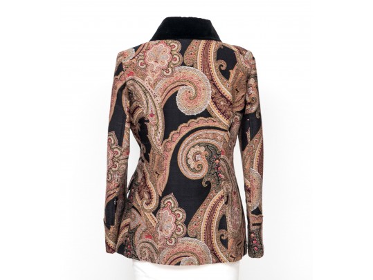 Etro Eccentric (off Center) Brown Paisley Blazer, Size 46