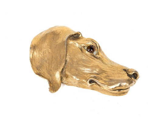 Christopher Ross Appealing Vintage Dog Head Belt Buckle, 1986