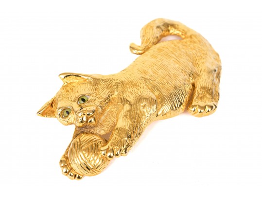 Margarita Barrera Charming Playing Kitten Vintage Belt Buckle, 1990