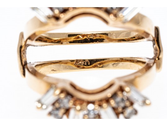 14k Yellow Gold Classic Diamond Guard Ring, App. 0.47 TCW, Size 5.25