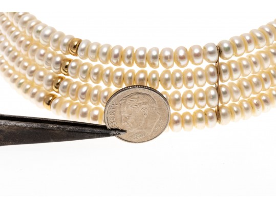 Pearl And 14K Four Stranded Collar Necklace