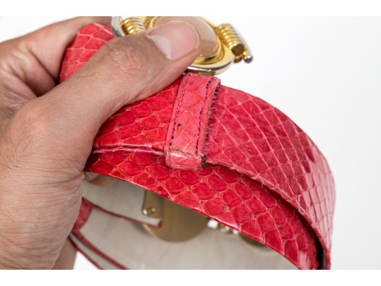 Judith Leiber Striking Vintage Two Tone Faux Pearl Belt Buckle, With Belt