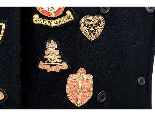 Dolce & Gabbana Unique Double Breasted Black Blazer With Patches, Size 42