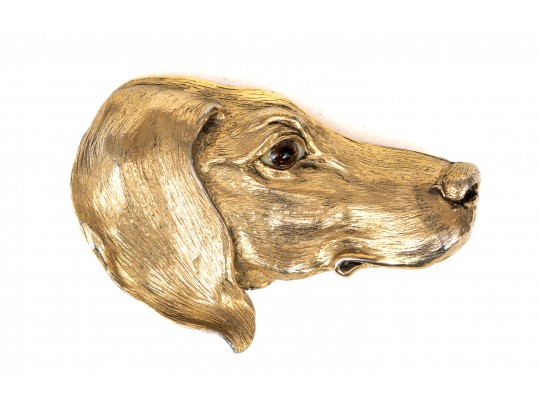Christopher Ross Appealing Vintage Dog Head Belt Buckle, 1986