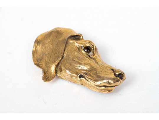 Christopher Ross Appealing Vintage Dog Head Belt Buckle, 1986