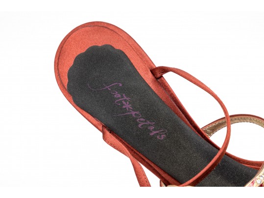 Vicini Impactful Dark Orange Satin Top Handle Bag And Matching Sandals, Size 40, Bird Motif Decorati