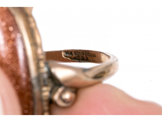 Lot Of Assorted Sterling, 800 Silver And Gold Filled Goldstone Glass Jewelry Pieces