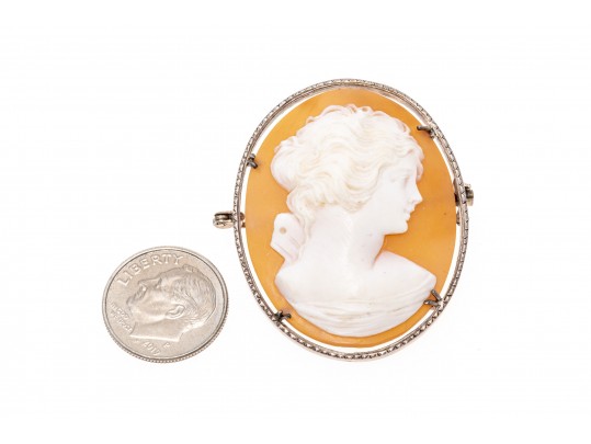 800 Silver Lovely Shell Cameo Pin/Pendant