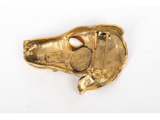 Christopher Ross Appealing Vintage Dog Head Belt Buckle, 1986