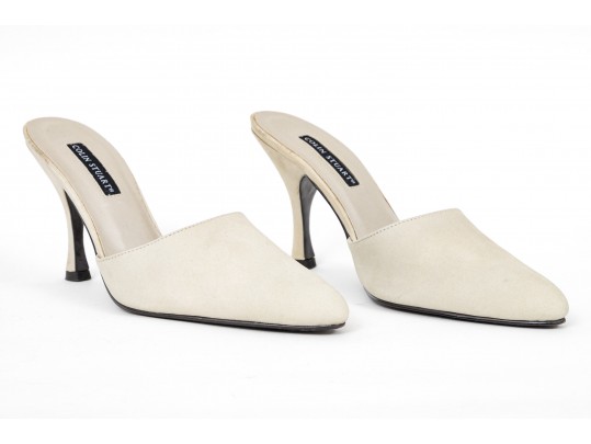 Colin Stuart Pair Of Two Sueded Mules, Light Blue And Light Tan, Size 8 1/2