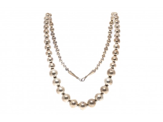 Effortless Sterling Graduated Strung Beaded Necklace