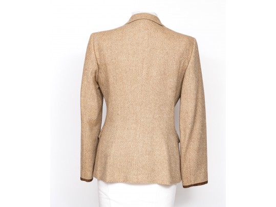 Ralph Lauren Purple Label Tan Tweed Blazer, Size 12