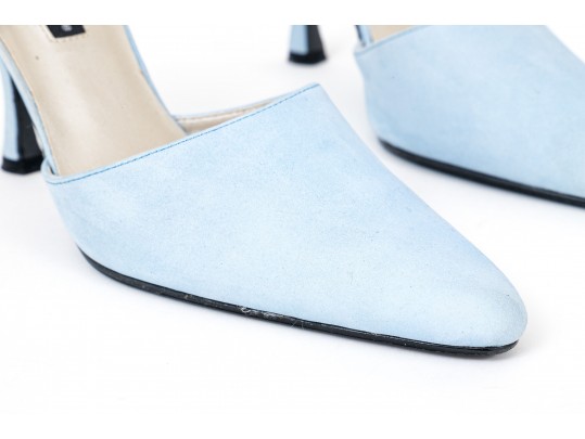 Colin Stuart Pair Of Two Sueded Mules, Light Blue And Light Tan, Size 8 1/2