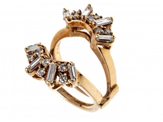 14k Yellow Gold Classic Diamond Guard Ring, App. 0.47 TCW, Size 5.25