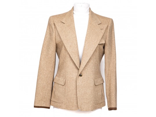 Ralph Lauren Purple Label Tan Tweed Blazer, Size 12