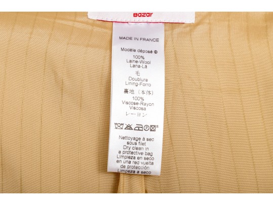 Christian Lacroix Elegant Tan Bejeweled Sleeve Wool Blazer