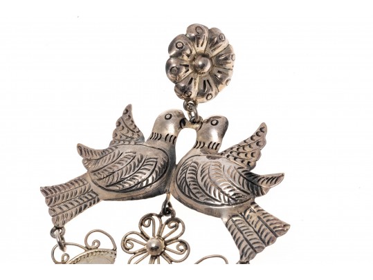 Outstanding Sterling Chandelier Love Bird Earrings