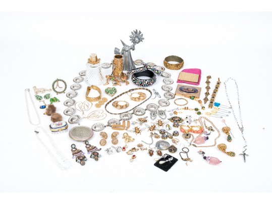 Large Lot Of Assorted Costume Jewelry, Including Vintage, And Tabletop Items