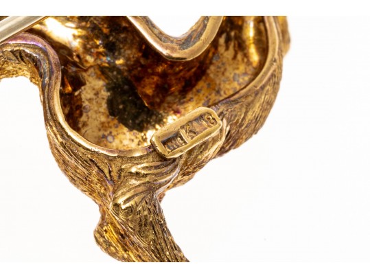 18k Yellow Gold Endearing Deer Motif Animal Form Brooch