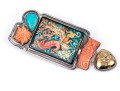 Amy Kahn Russell Sterling Silver Striking Sea Life Motif Brooch, With Coral And Turquoise