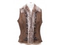 Elie Tahari Striking Brown Toned Bedazzled Shearling Vest, Size XS