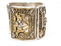 Margaret Thurman Sterling And Bronze Wide Lattice And White Topaz Cuff Bracelet