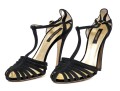 Roberto Cavalli Classic Black Suede Stilleto T-straps, Size 40