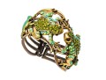 Fabulous Bedazzled Rhinestone Frog Motif Wide Hinged Cuff Bracelet