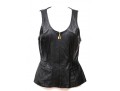 Dana Buchman Black Leather Zip Vest, Size 10