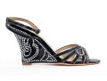Valentino Garavini Extravagant, Dark Grey Strappy Wedge Sandals, Bejeweled, Size 40 1/2