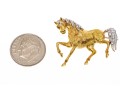 18k Yellow Gold Playful Horse Motif Animal Form Brooch With Diamonds
