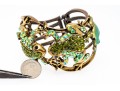 Fabulous Bedazzled Rhinestone Frog Motif Wide Hinged Cuff Bracelet