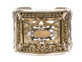 Margaret Thurman Sterling And Bronze Wide Lattice And White Topaz Cuff Bracelet