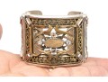 Margaret Thurman Sterling And Bronze Wide Lattice And White Topaz Cuff Bracelet